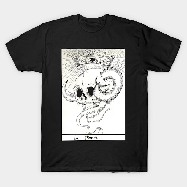 "La Muerte" black on white design T-Shirt by tombofmorneth